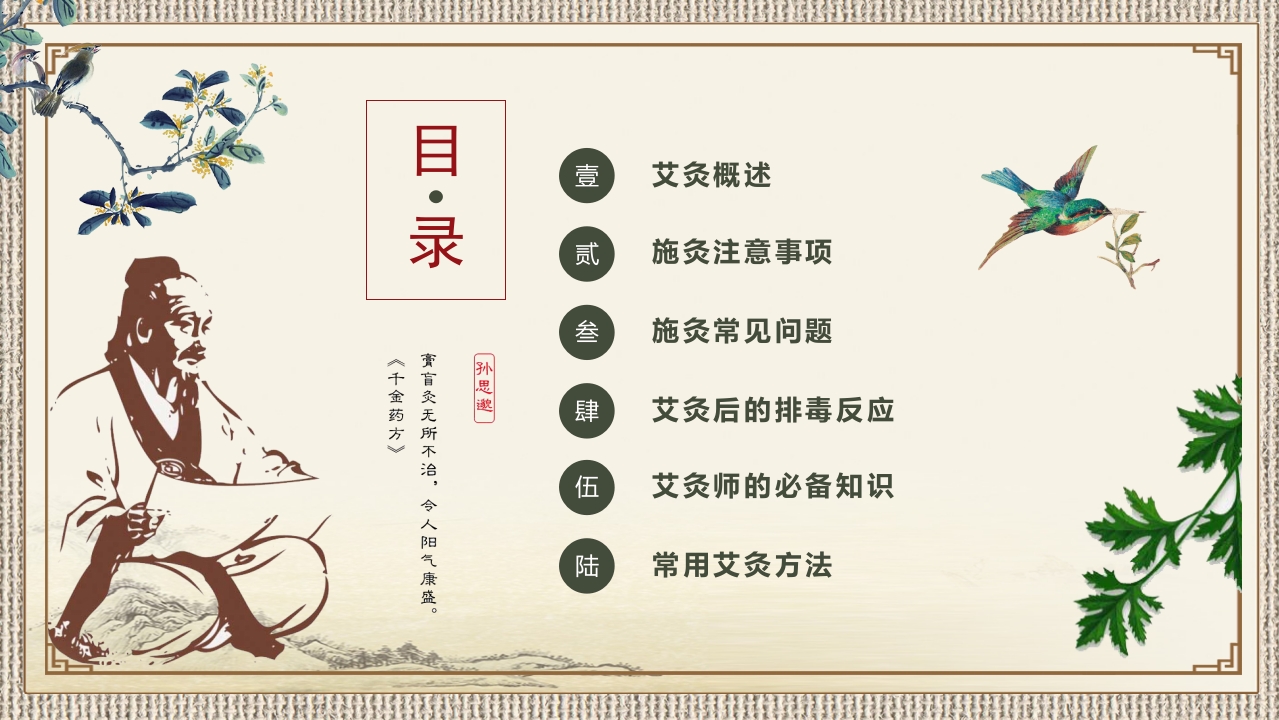 中医护理ppt课件中医药文化知识宣传讲座中医艾灸ppt模板2