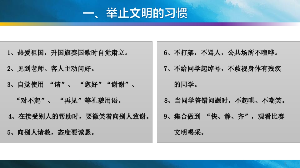 小学生应该养成的十大行为习惯PPT课件3